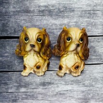 Cocker Spaniels Big Eyes Trimont Ware Japan Ceramic Sitting Begging Dogs Set 2 - £29.57 GBP