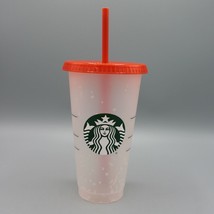 Starbucks Reusable Cold Cup 24oz Color Changing Confetti w/ Straw &amp; Lid Frosted - £15.58 GBP