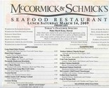 McCormick &amp; Schmick&#39;s Seafood Restaurant Lunch Dinner &amp; Happy Hour Menus  - £36.13 GBP