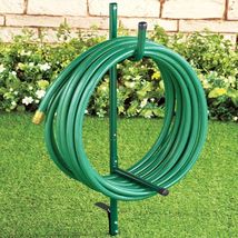 Garden Water Hose Storage Caddy Reel Hose Holder Stand Yard Stake Outdoo... - $12.21