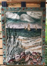 Nautical Sailboats Beach Seashells Wall Tapestry 38&quot;H x 25 1/2&quot;W Ocean Breeze - £56.70 GBP