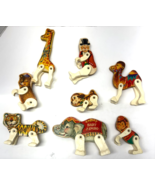 Vintage Fisher Price 1962 Set of 8 Circus Wooden Animal Lot Bear Tiger M... - €21,11 EUR