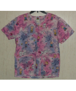 NEW WOMENS PEANUTS by Schultz LIVE LOVE LAUGH DANCE PRINT SCRUBS TOP  SI... - $34.34 CAD