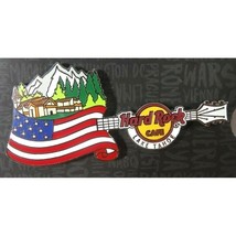 Hard Rock Cafe Lake Tahoe Guitar American Flag Pin Mountains Retired Gif... - $28.60