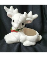  Anthropomorphic Christmas Quilted White Laying Sit Deer Planter Antlers... - £19.40 GBP