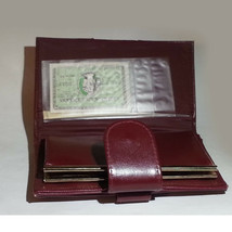 women red wallet check book credit card organizer coin purse 6.5&quot;x4&quot; - £15.41 GBP
