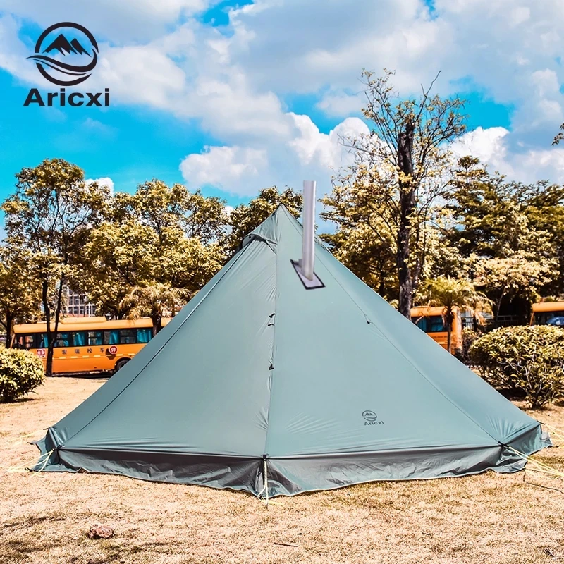 Aricxi 3-4 Person Ultralight Outdoor Camping Teepee 20D Silnylon Pyramid Tent - £27.17 GBP