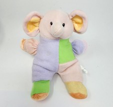 9&quot; Vintage Elko Purple Pink Green Elephant Rattle Stuffed Animal Plush Toy Soft - $46.55