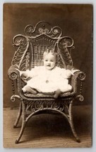 RPPC Iowa Logue Family Darling Baby Lavelle in Antique Wicker Chair Postcard B30 - £14.90 GBP