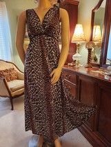 Vtg 38/40+ No Tag Leopard Animal Print Silky Nylon Nightgown Nighty - £39.56 GBP