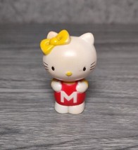 Sanrio Hello Kitty Figure Toy Yellow Bow Small 2&quot; PVC Letterman Sweater &quot;M&quot; - $10.76