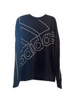 Adidas Big print Big Logo Vintage black crew neck sweashirt size large - £18.91 GBP