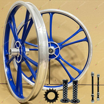 BMX Bicycle 20&quot;ALLOY Sport Rim BLUE color 10 SPOKE Wheelset -Freewheel 16T - $111.85