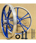 BMX Bicycle 20&quot;ALLOY Sport Rim BLUE color 10 SPOKE Wheelset -Freewheel 16T - £85.75 GBP