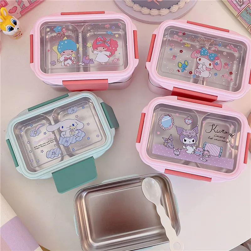 Cute Sanrio Kuromi Double-Layer Bento Lunch Box with Rice Stainless Steel - £13.54 GBP+