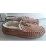 LL BEAN Brown Suede Wicked Good Shearling Moccasins Slippers Mens 9.5 RE... - $515.56 MXN