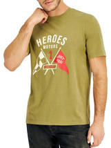 Heroes Motors Men&#39;s Cotton Crew Neck Flagged T-Shirt in Army Green-Medium - $15.88
