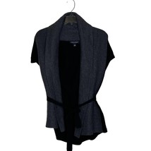 Banana Republic Open Tie Cardigan Size XS Gray Black Extra Fine Merino Wool - $23.75