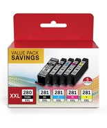 PGI 280 XXL CLI 281 XXL Ink Cartridge 5 Color Value Pack Replacement for... - £56.79 GBP