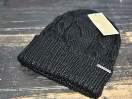 Michael Kors Cuff Heavy Knit Black Beanie Winter Hat Adult One Size - £33.28 GBP