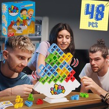 48PCS Tetra Tower Fun Balance Stacking Building Blocks Board Game for Kids Adult - £29.43 GBP