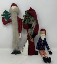 Folk Art Christmas Lot Hand Made Santa, Old Man Winter, Coyote &amp; Uncle Sam Santa - £22.38 GBP