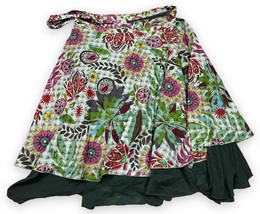 Asha Floral Print Wrap Skirt Ladies One Size 100% Cotton Boho Hippie Layered - £11.45 GBP