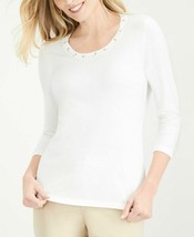 Karen Scott Extra Large XL Off White Textured Grommet 3/4 Sleeves Sweater NEW - £12.61 GBP