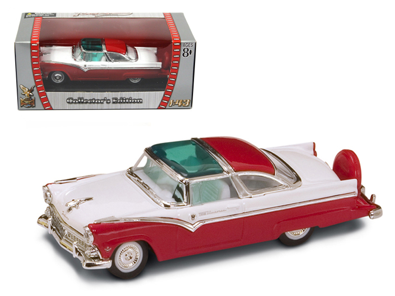 1955 Ford Crown Victoria Red and White 1/43 Diecast Model Car by Road Signature - $27.42