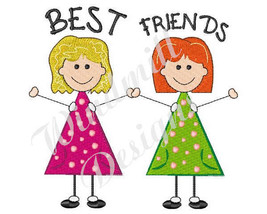 Best Friends Stick Girls - Machine Embroidery Design - £2.78 GBP