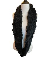 Rabbit Fur Infinity Neck Scarf Made of Dyed Genuine Fur Pompoms Circle Warm - $19.79