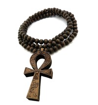 Fashion 21 Egyptian Ankh Cross Pendant 8mm 36 Wooden Bead - £49.34 GBP