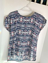 Pink Republic Womens Sz S Top Shirt Print Cuffed Sleeve Black Short Sleeve - £7.78 GBP
