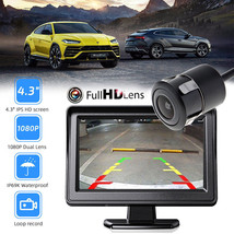 Backup Camera Car Rear View Hd Parking System Night Vision + 4.3&quot; Lcd Mo... - £45.38 GBP