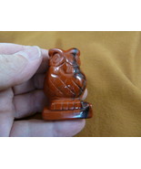 (Y-BIR-OW-730) Red jasper OWL bird gemstone figurine carving I love OWLS... - £13.97 GBP