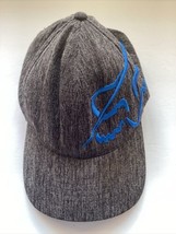 Fox Racing Mens S/M FlexFit Hat Cap Curved Bill Comfort Gray Blue Logo - £11.89 GBP