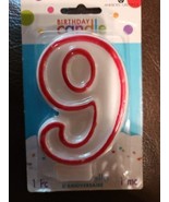 American Greetings #9 Candle White with Red Outline NEW - $2.87