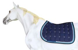 Horse Quilted ENGLISH SADDLE PAD Tack Trail Riding Contoured Navy Blue 7... - $38.60