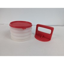 Tupperware Hamburger Press 4 Keepers 5&quot; Set with 1 Seal Freezer Safe Red - £19.50 GBP