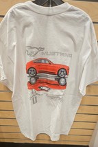 Cool White red MUSTANG car shirt that has two cars mirrored/reversed, si... - £21.10 GBP