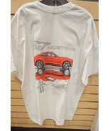 Cool White red MUSTANG car shirt that has two cars mirrored/reversed, si... - $36.66 CAD