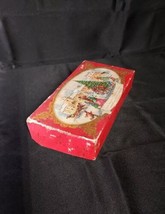 OLD Greeting Card BOX Christmas Tree People Town Snow EMBOSSED COVER  - $9.49