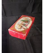 OLD Greeting Card BOX Christmas Tree People Town Snow EMBOSSED COVER  - $9.49