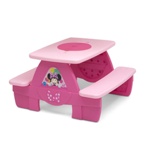 Toddler Picnic Table Minnie Mouse Block Baseplate Cupholders Outdoor Activity - £54.30 GBP