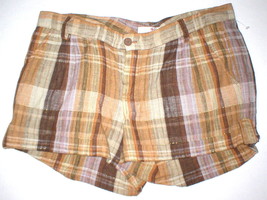 New Womens Joie Linen Shorts Tan Dark Khaki 12 Metallic Thread Brown Pla... - £128.45 GBP