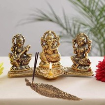 Ganesh Saraswati Idol Decorative Platter with Diya and Agarbatti Stand M... - €29,59 EUR