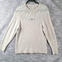 Express Womens Corsage Lace Crew Neck Pullover Sweater Size XS Heather B... - £9.86 GBP