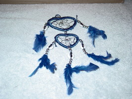 DREAMCATCHER WITH SHELLS HEART SHAPED DARK BLUE COLOR 2 RINGS - £6.67 GBP