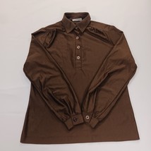 Vintage LeeMar Women's Brown Qiana Nylon 1/4 Buttons Collar Blouse Chest 37" image 12