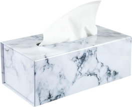 Marble Tissue Box Cover Rectangular,Facial Tissue Box Holder for Dresser Bathroo - £13.33 GBP